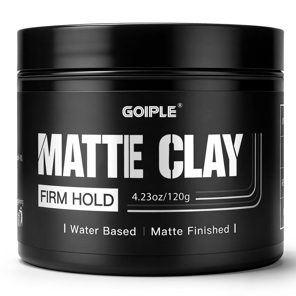 Goiple Men's Hair Styling Clay, Firm Hold, Matte Finish, Hair Clay Low Shine with Natural Ingredients, Add Volume & Texture, Men's Hair Product Ideal for All Men's Hair Types 120g (4.23oz)