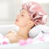 Didiseaon 3pcs Adjustable Satin Shower Caps Double Layer Elastic Hair Bonnet for Women Night Sleeping Chemotherapy Bath Cap with Black Gold Gray view 3