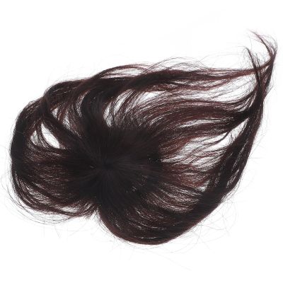 CATIEBYE Hairpiece Topper Clip 15cm Dark Brown Human Hair Wiglet for Thinning Hair Women Middle-aged Cover for Daily Use