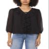 Vince Camuto 3/4 Sleeve Double Ruffle TIE Neck Blouse Rich Black view 1
