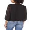 Vince Camuto 3/4 Sleeve Double Ruffle TIE Neck Blouse Rich Black view 2