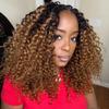 ToyoTress Kinky Curly Crochet Human Hair - 7 Inch 50G Miracle Knots Feather Crochet Hair For Black Women Ombre Brown Invisible Knotless Human Braiding Hair (7 Inch, OT30-50G) view 2