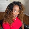 ToyoTress Kinky Curly Crochet Human Hair - 7 Inch 50G Miracle Knots Feather Crochet Hair For Black Women Ombre Brown Invisible Knotless Human Braiding Hair (7 Inch, OT30-50G) view 3