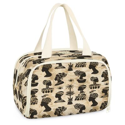 Adornori African American Travel Toiletry Bag for Women Portable Lightweight Cosmetic Makeup Bag Organizer with Handle, Vintage