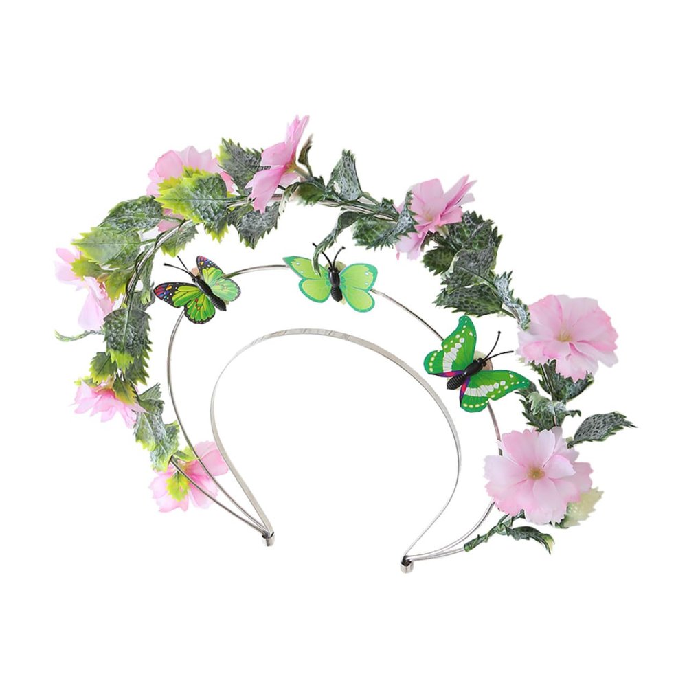Cabilock Three-layer Butterfly Flower Headband Hair Accessory, Floral Crown Tiara for Women, Wedding and Prom Hairpiece, Elegant Bridal Headband for Special Occasions