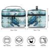 VstaDank Sea Turtle-Blue Travel Makeup Bag Large Capacity Leather Cosmetic Bag Portable Toiletry Bags With Clear Divider And Handle Cute Wide Open Shaving Bags for Grooming view 2