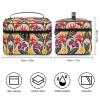 VstaDank Tropical Flower Travel Makeup Bag Large Capacity Leather Cosmetic Bag Portable Toiletry Bags With Clear Divider And Handle Cute Wide Open Shaving Bags for Grooming view 2