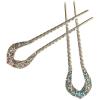 Beaupretty 2pcs Vintage Double Prong Rhinestone Hair Stick Set, Purple and Blue Crystal Hair Dovetail Clips for Womens Updo and Bun Styling view 1