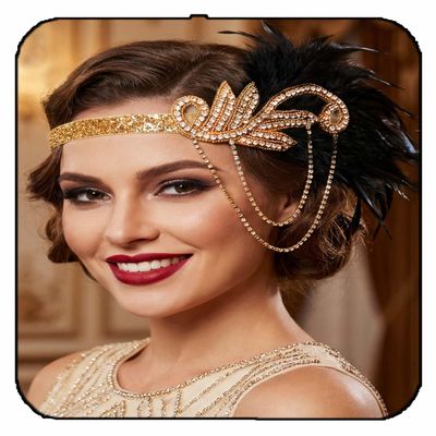 GORTIN 1920s Flapper Feather Headband Vintage 20s Headpiece Roaring 20S Hair Accessories for Women (Gold, One size)