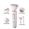 4 in 1 Electric Razor for Women, Rechargeable Cordless Bikini Trimmer for Face Legs Brows Nose, USB Painless Hair Shaver with Detachable Head (White-Pink) view 3