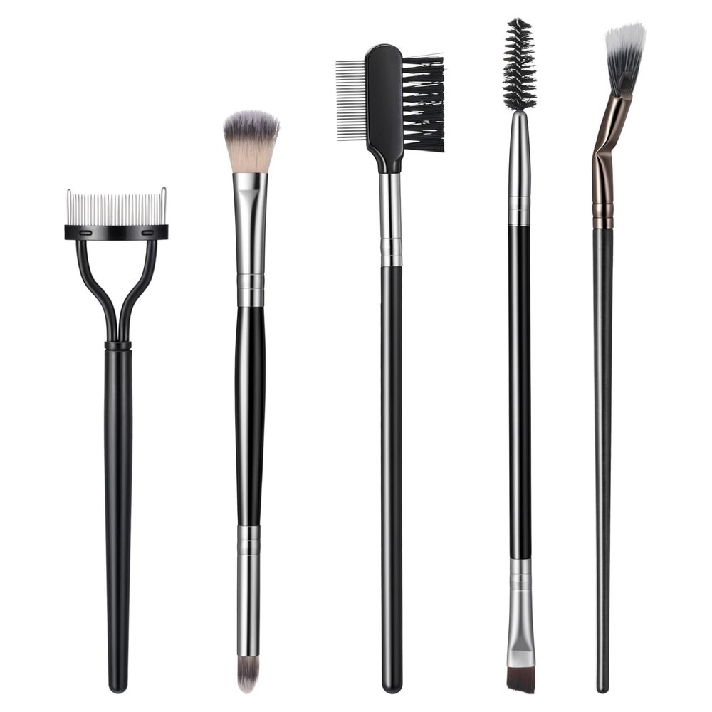 5 Pack Eyebrow Brush and Comb, Spoolie Mascara Brush Lash Separator Tool Eyelash & Eyebrow Combs, Mascara Fan Brushes for Extensions, Professional Eye Makeup Brushes