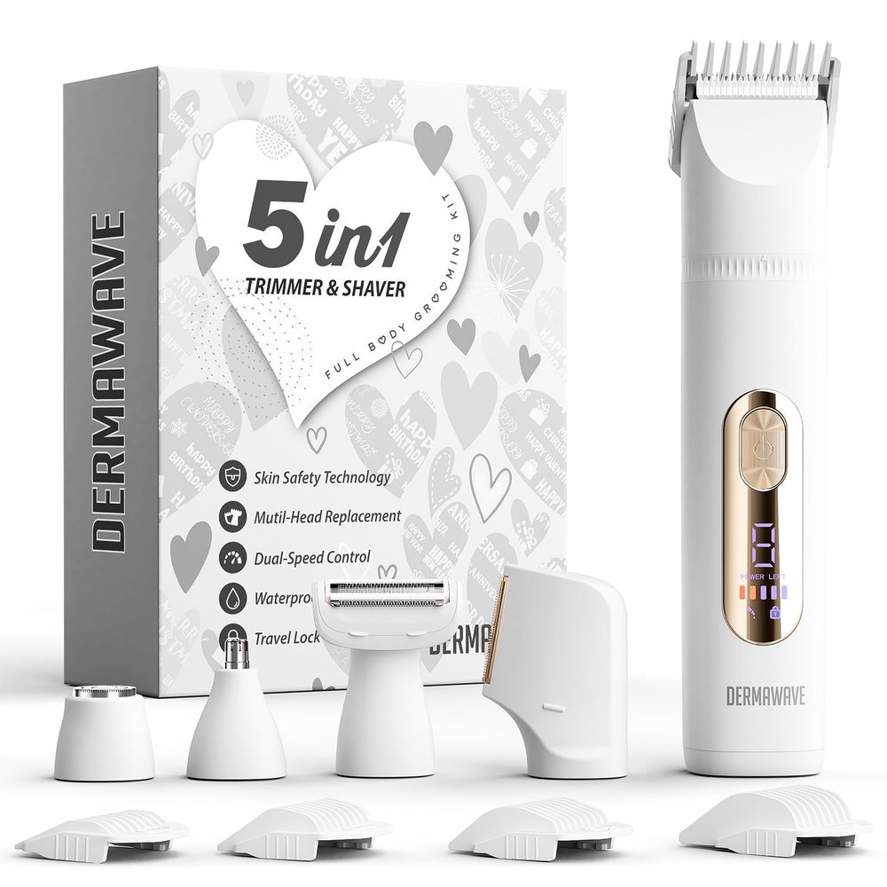 DERMAWAVE 5-in-1 Bikini Trimmer Electric Razor for Women, Gifts for Women