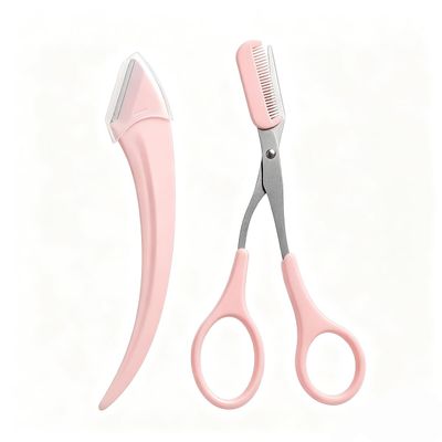 3-Pack Eyebrow Razor Set for Men and Women - Multipurpose Exfoliating Dermaplaning and Facial Razors with Safety Precision Cover (Pink Set of 3)