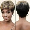 Unipearl Short Highlight Pixie Cut Wigs for Black Women 1B/27 Ombre Short Layered Pixie Human Hair Wigs with Bangs Brazilian Virgin Human Hair Wig for Women Glueless Full Machine Made Wig view 2
