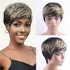 Unipearl Short Highlight Pixie Cut Wigs for Black Women 1B/27 Ombre Short Layered Pixie Human Hair Wigs with Bangs Brazilian Virgin Human Hair Wig for Women Glueless Full Machine Made Wig view 4