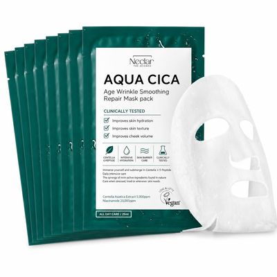 Neclar Centella Face Mask, Hydrating with 2% Niacinamide - 10 Pack