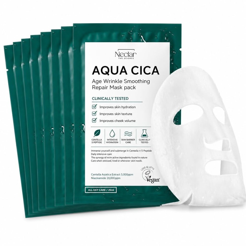 Neclar Centella Face Mask, Hydrating with 2% Niacinamide - 10 Pack