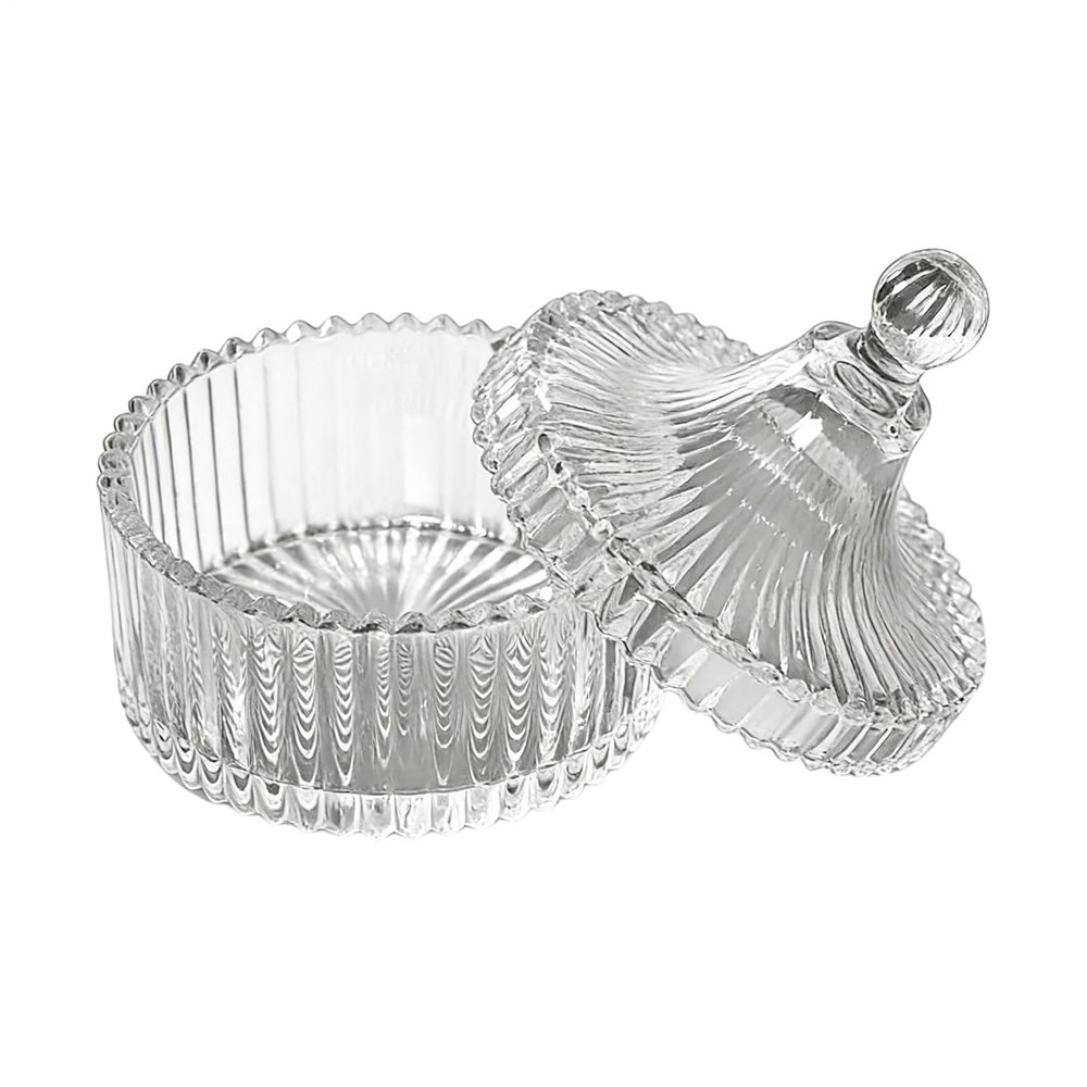 Dusting Powder Jar 800ml Glass Makeup Sponge Dish