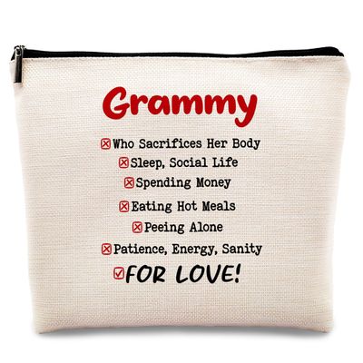 kdqua Grammy Gifts Makeup Bag, Grammy Gifts for Mother's Day from Grandkids, Best Grandma Gift for Birthday from Grandson Granddaughter Cosmetic Bags Zipper Pouch Travel Organizer Toiletry Bag
