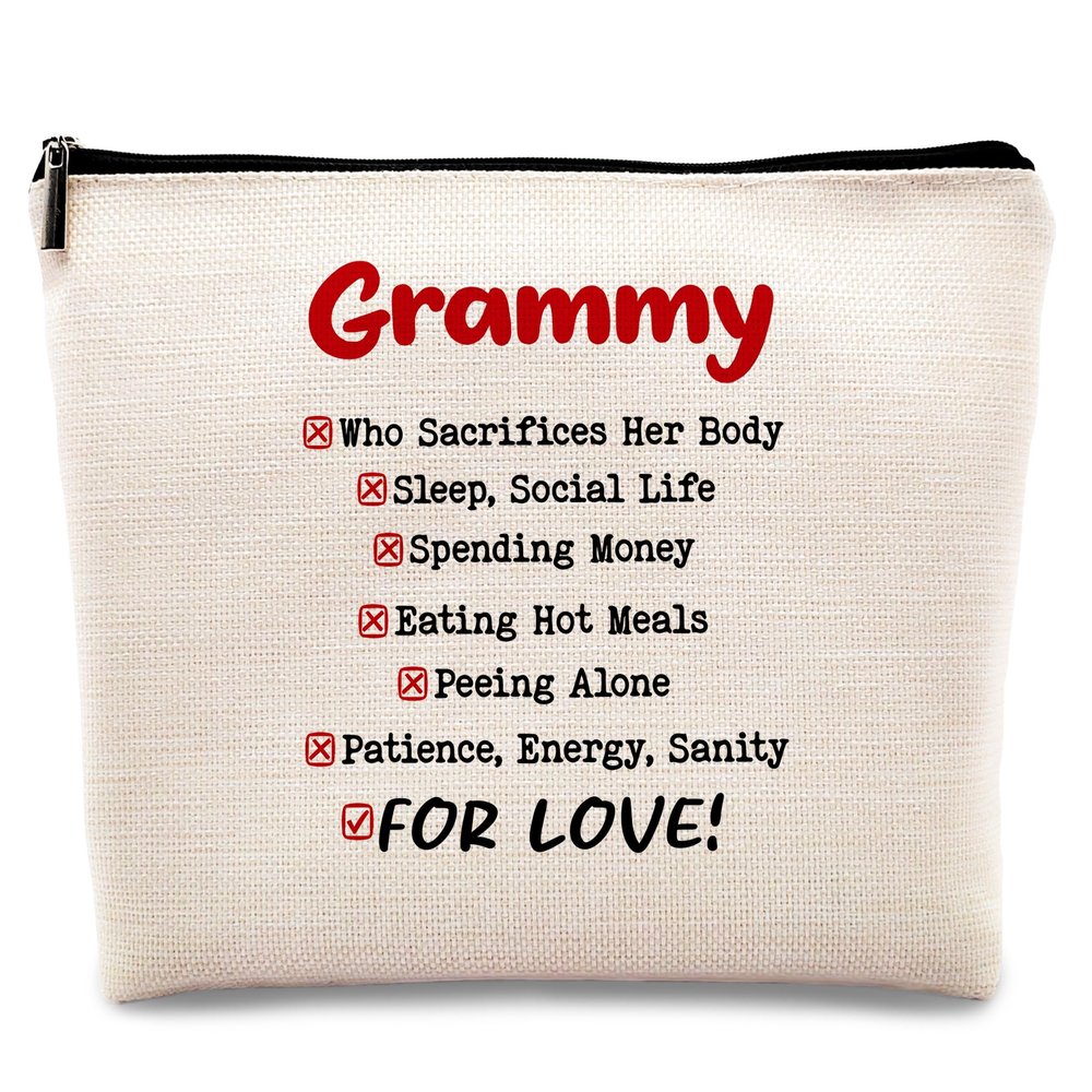 kdqua Grammy Gifts Makeup Bag, Grammy Gifts for Mother's Day from Grandkids, Best Grandma Gift for Birthday from Grandson Granddaughter Cosmetic Bags Zipper Pouch Travel Organizer Toiletry Bag