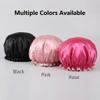 2 Pack Shower Caps for Women Reusable Waterproof Hair Cap Solid Color Long Hair Bath Wear view 2