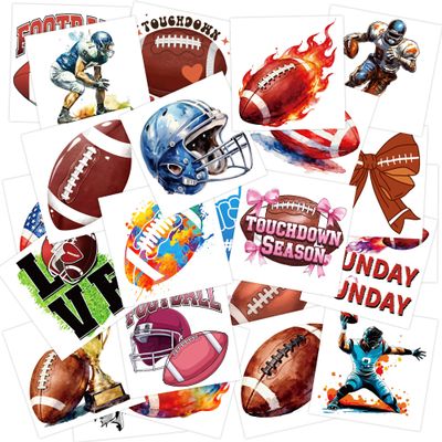 108 PCS Football Temporary Tattoos for Kids, Football Birthday Party Decorations & Favors, Sports Themed Party Decorations, Football Fake Tattoo Stickers for Boys Girls (18 Sheets)