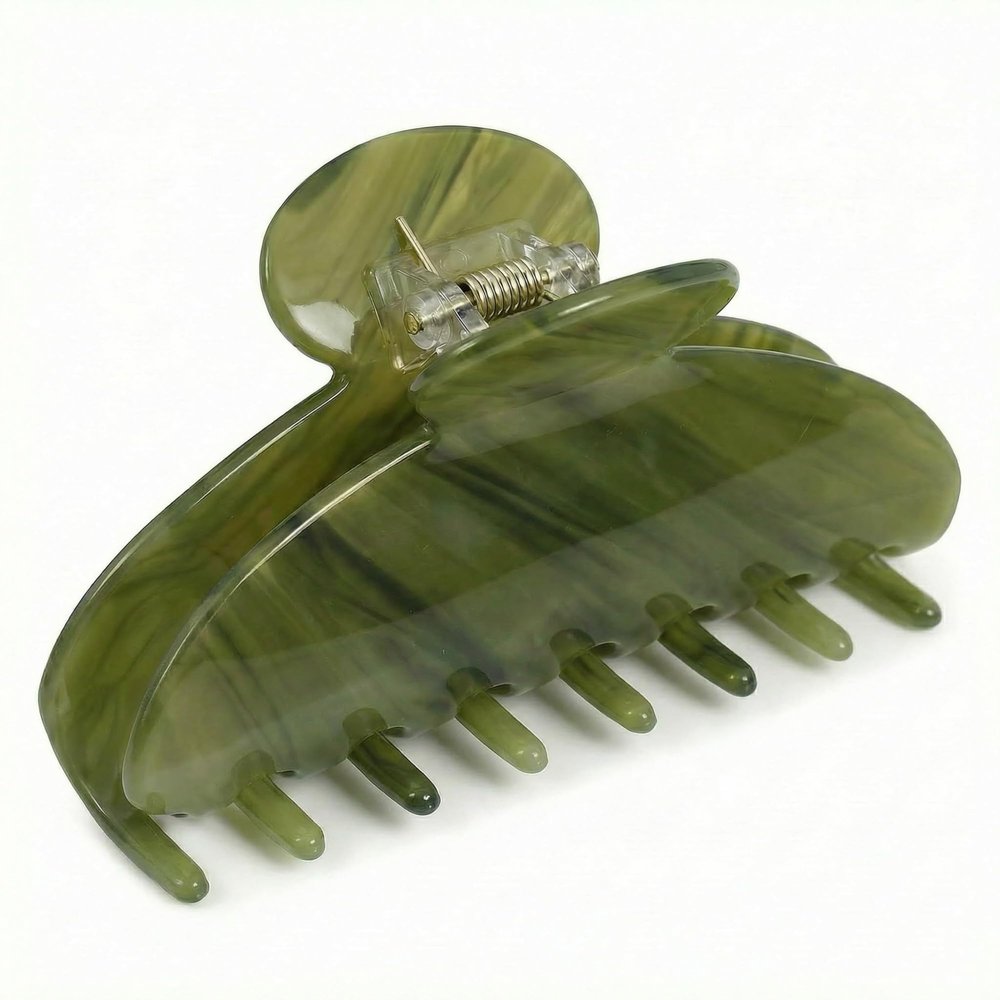 Bgffuy Large Acetate Hair Claw Clips, Olive Green, 4 Inch