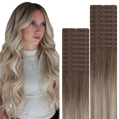 VINBAO Blonde Seamless Tape in Hair Extensions Human Hair Balayage
