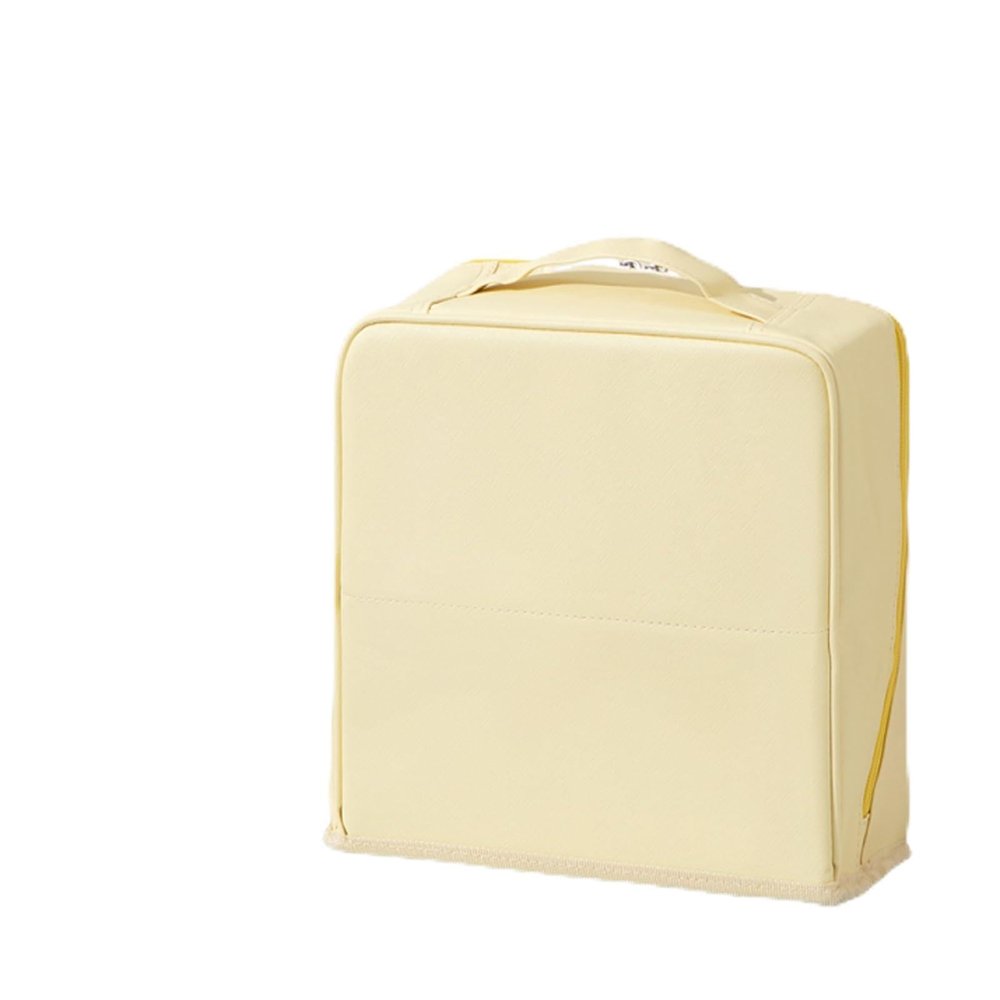 Stylish Handheld Partitioned Cosmetic Bag, 2026 New Portable Vertical Standing Makeup Bag, Large Capacity Standing MakeupBag Portable with Mirror, For Travel, Bathroom, Or Daily Use (Yellow)