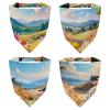 RODAILYCAY 4 Piece Triangle Head Scarf, Summer Landscape Flower Beach Chiffon Hair Kerchief, Elastic Hair Scarf Bandanas for Women Girls view 1