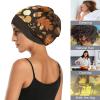 ElliTarr Satin Bonnet Hair Bonnet for Sleeping Lined Head Wrap Sleep Cap Cover for Curly Hair Slouchy Beanie Women Men Gifts Warm Brown Autumn Leaf Speckle view 4