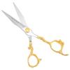 Regale Barber Supply 7-inch Hand Crafted Engraved Handle Japanese Blade Gold With Mirror Finish Shear view 3