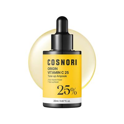 COSNORI Origin Vitamin C 25% Tone-Up Ampoule | High-Potency Vitamin C Serum for Dark Spots & Even Skin Tone, Intensive Night Serum for Firm & Smooth-Looking Skin, Low Irritation, Korean Skin Care