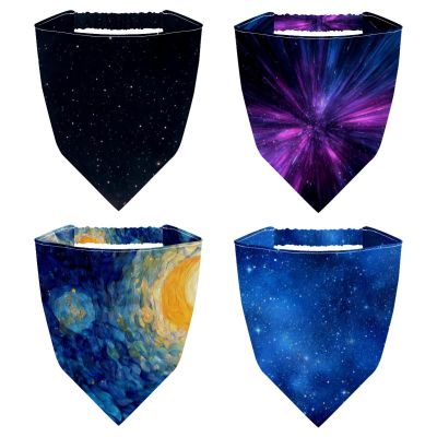 RODAILYCAY 4 Pack Hair Scarfs, Elastic Hair Scarf Headband, Starry Night Sky Triangle Kerchief, Head Hairband Bandanas