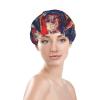 American Flag Wolf Waterproof Shower Cap Double-Layer Reusable Bath Cap For Man Women view 3