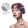 American Flag Wolf Waterproof Shower Cap Double-Layer Reusable Bath Cap For Man Women view 4