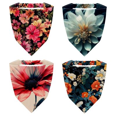 RODAILYCAY 4 Packs Pink Flowers Hair Scarfs Headband, Triangle Head Scarves, Non Slip Hair Bandanas, Head Kerchief for Women Girls