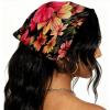 RODAILYCAY 4 Packs Pink Flowers Hair Scarfs Headband, Triangle Head Scarves, Non Slip Hair Bandanas, Head Kerchief for Women Girls view 2