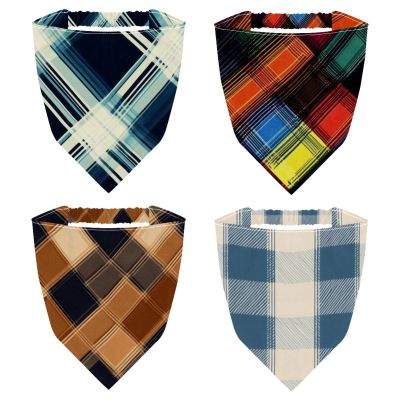 RODAILYCAY 4 Packs Checkered Pattern Hair Scarfs Headband, Triangle Head Scarves, Non Slip Hair Bandanas, Head Kerchief for Women Girls