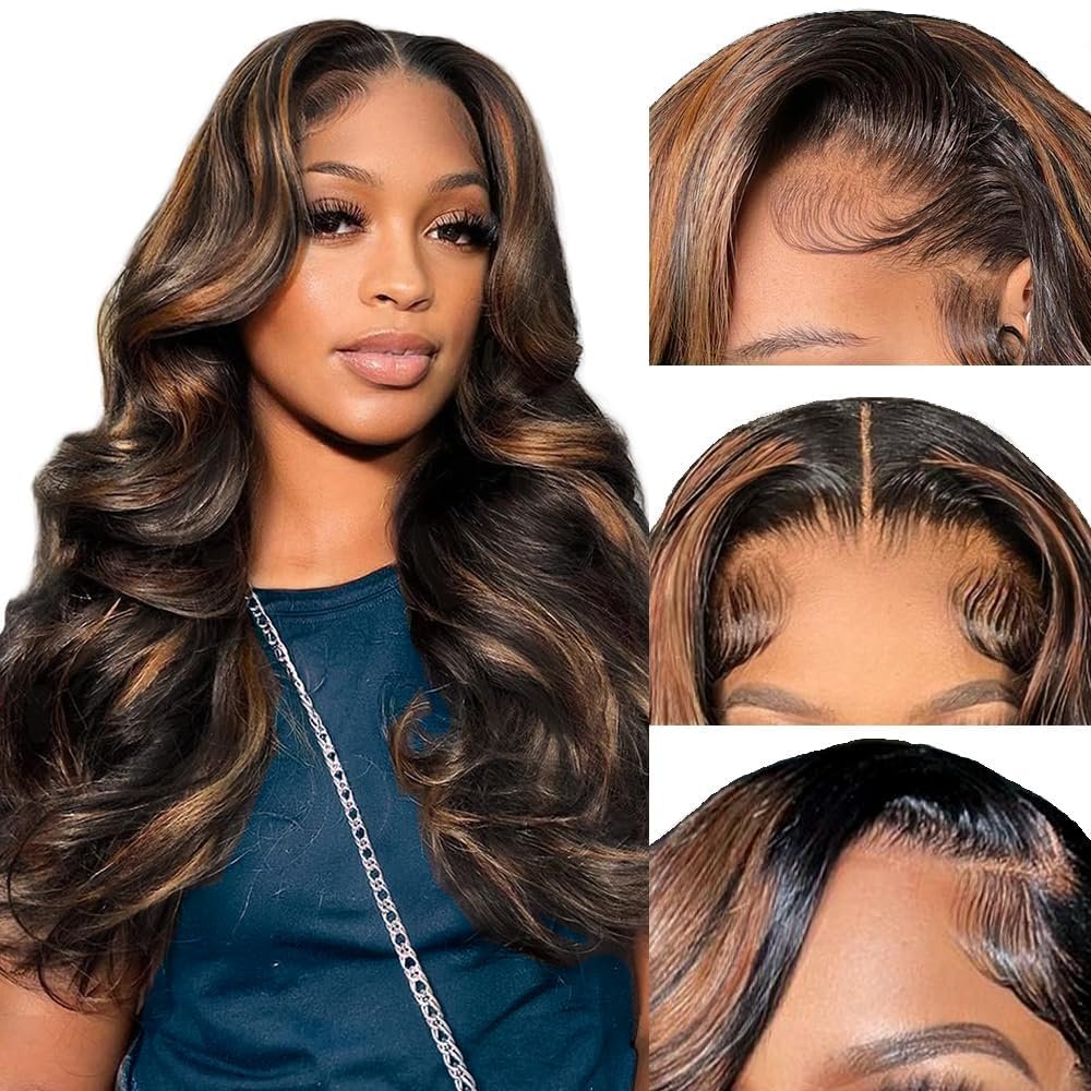 Afribye 13x6 Highlight Body Wave Lace Front Wig Human Hair FB/30 28 inch