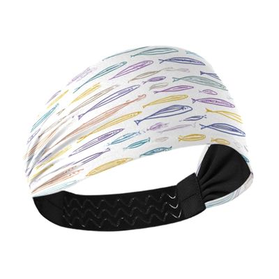 CuwrYet Headband Sweat Bands Headbands for Women Elastic Head Band for Workout Sports Yoga Running Non Slip Moisture Wicking Quick Drying Line Fish