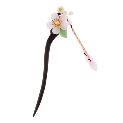 LIFKOME Retro Blackwood Chinese Hair Chopstick Hairpin with Floral Tassel Traditional Hair Bun Stick for Hanfu and Traditional Dress Accessories for Women
