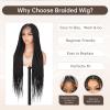 MS.FEEL Box Braided Wig Full Double Lace Glueless Braids Wig with Baby Hair Human Hair Blended Synthetic Black Braided Wig for Black Women (Natural Black, 30 Inch) view 2