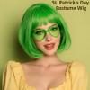 VCAY Green Bob Wig with Bangs 12 Inch Straight Synthetic Cosplay Wig view 3