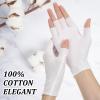 4 Pairs White Fingerless Gloves, Fingerless Touchscreen Moisturizing Gloves, Cotton Moisturizing Glove for Dry Hands Sleeping, Cotton Quilting Glove', Eczema Glove for Women view 2