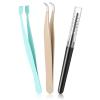 3Pcs Lash Tweezers for Eyelash Clusters Lash Applicator Tool Set Eyelash Extension Tweezers for Lashes Extension DIY Cluster Lashes Flat Curved Tip Applications view 1