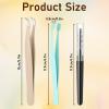3Pcs Lash Tweezers for Eyelash Clusters Lash Applicator Tool Set Eyelash Extension Tweezers for Lashes Extension DIY Cluster Lashes Flat Curved Tip Applications view 2