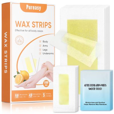 Pureasy Wax Strips for Hair Removal, Face & Body Waxing Kit, 100 Count