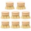Hnvdkln 8Pcs Replacement Brush Heads for Bamboo Dish Brush Sisal Bristle Refills Kitchen Scrubber Heads for Pots Dishes Cleaning view 1