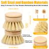 Hnvdkln 8Pcs Replacement Brush Heads for Bamboo Dish Brush Sisal Bristle Refills Kitchen Scrubber Heads for Pots Dishes Cleaning view 2